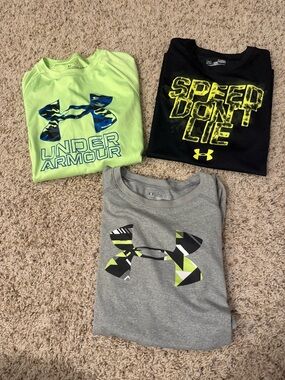 Under Armour Kids Short-Sleeve Tees - Neon Green, Black, Gray